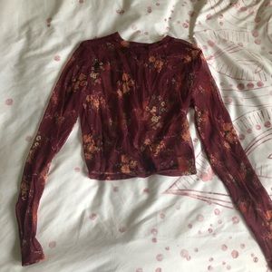 F21 Floral Mesh Shirt